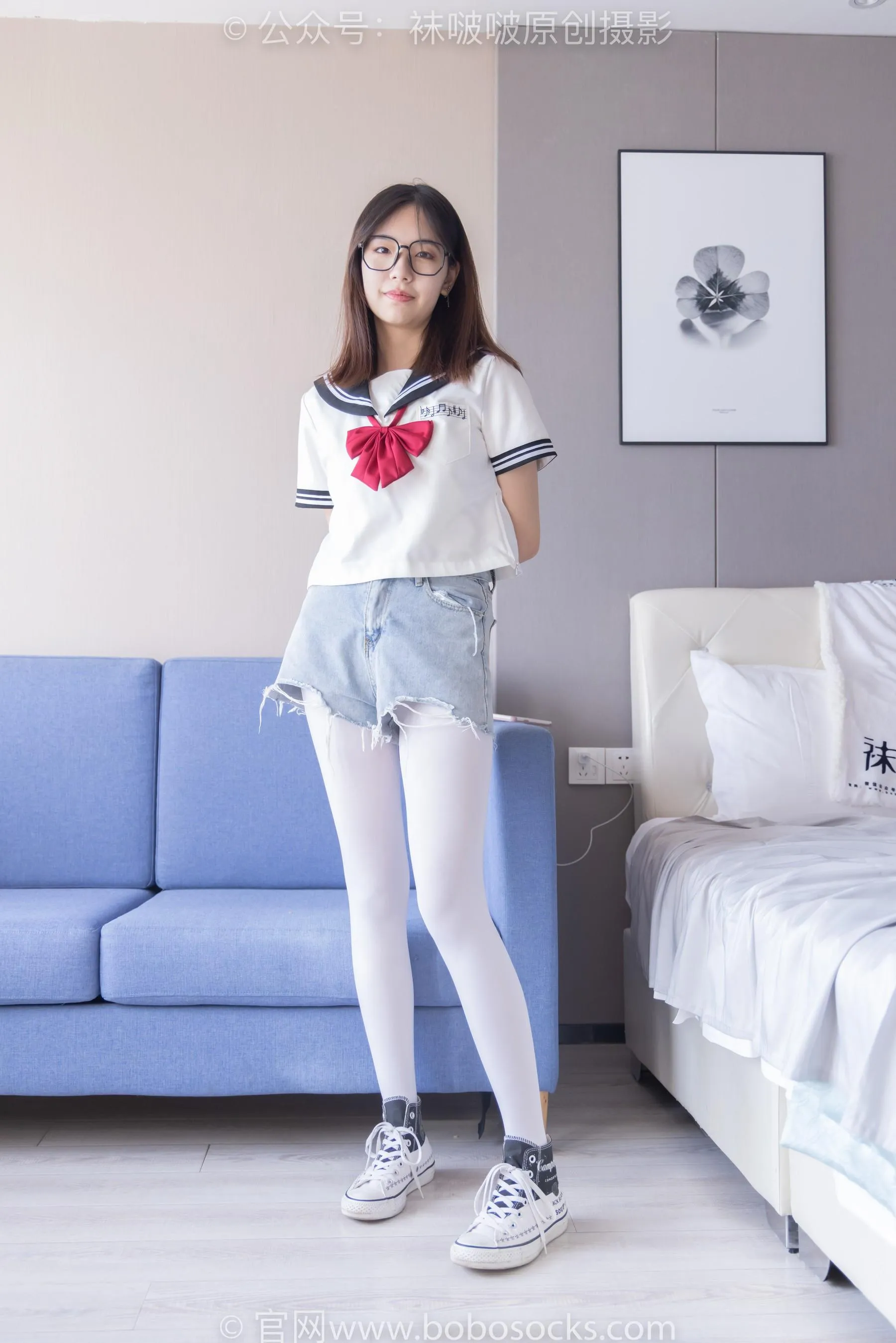 [BoBoSocks袜啵啵]NO.215 小甜豆-三双帆布鞋板鞋、厚白丝、黑丝 [90P]插图7
